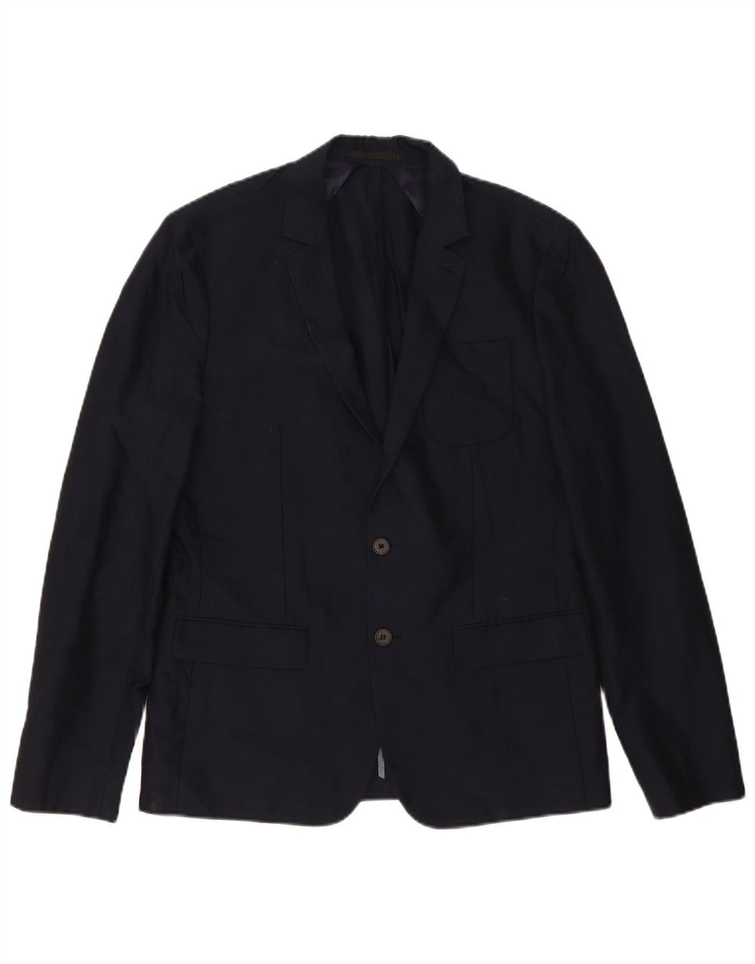 All Saints Herren-Blazer mit 2 Knöpfen, UK 38, mittelmarineblaue Baumwolle