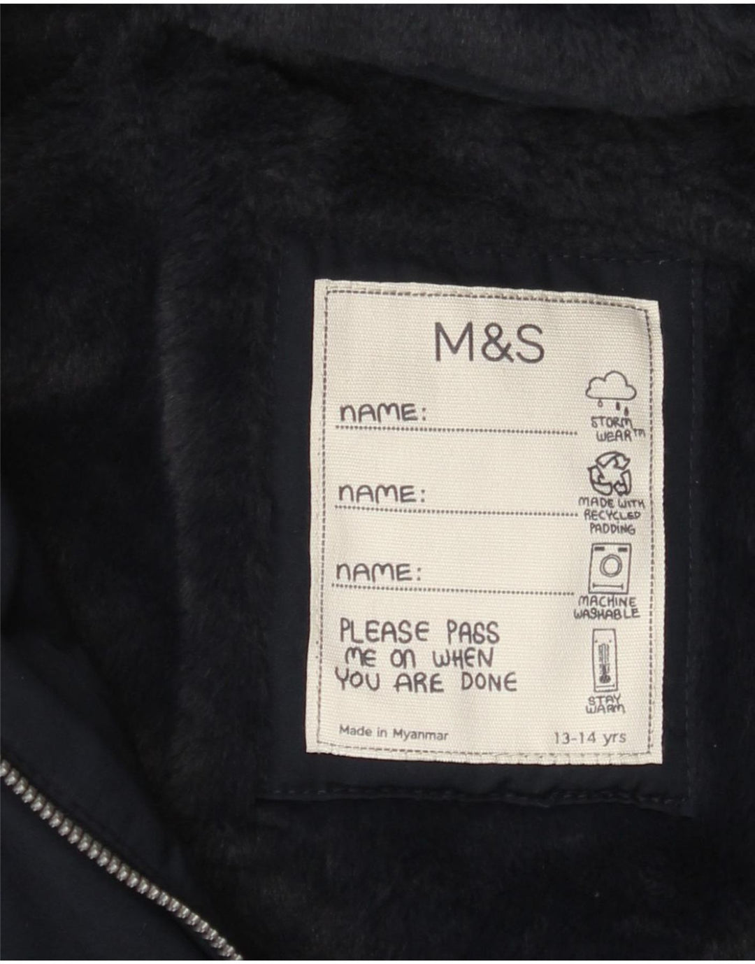 Marks & Spencer Mädchen-Parka mit Kapuze, 13–14 Jahre, Marineblau