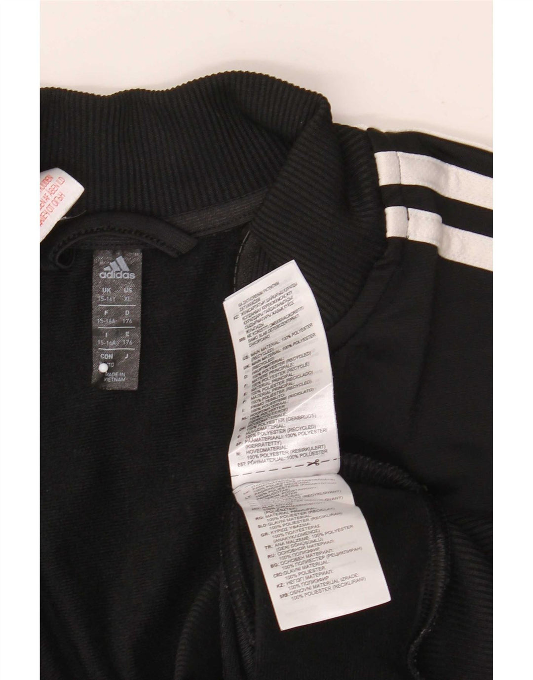 Adidas Jungen-Trainingsanzug-Top-Jacke, 15–16 Jahre, schwarzes Colourblock-Polyester