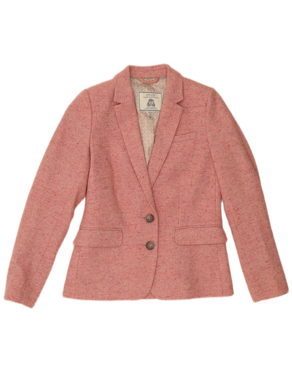 Joules Damen-Blazerjacke mit 2 Knöpfen, Gr. 8, klein, rosa gesprenkelte Wolle