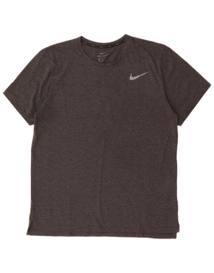 Nike Herren Dri Fit T-Shirt Top Large Grau Polyester