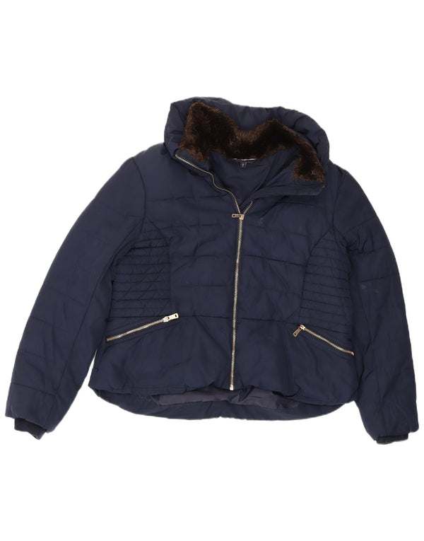 Marks & Spencer Damen Wattierte Jacke UK 16 Large Marineblau Polyester