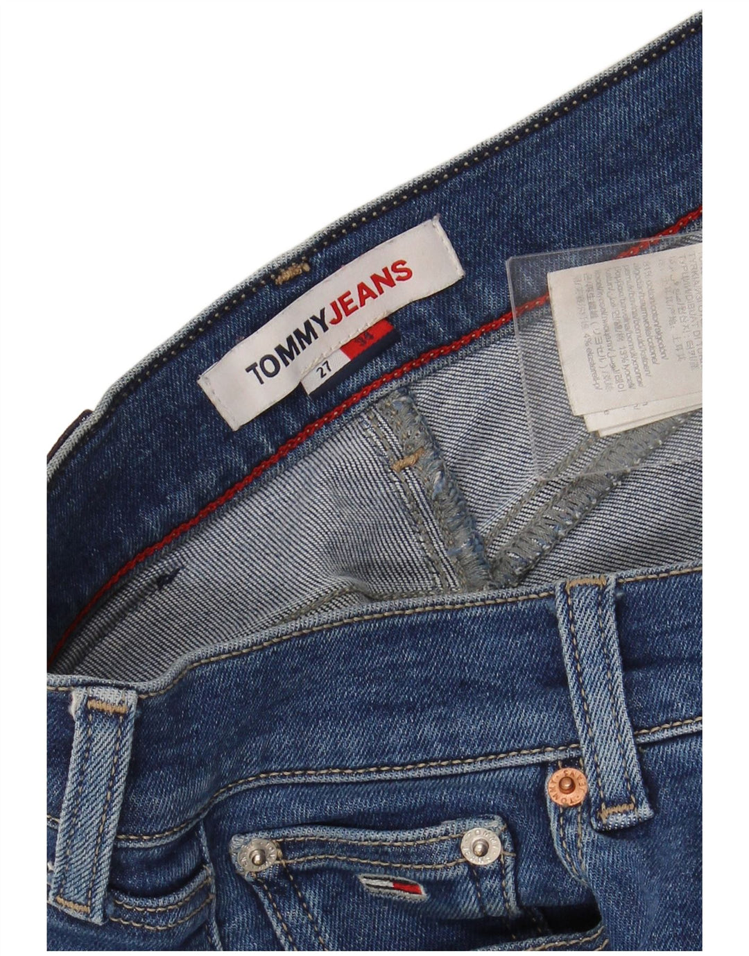 TOMMY HILFIGER Damen Skinny Jeans W27 L34 Blaue Baumwolle