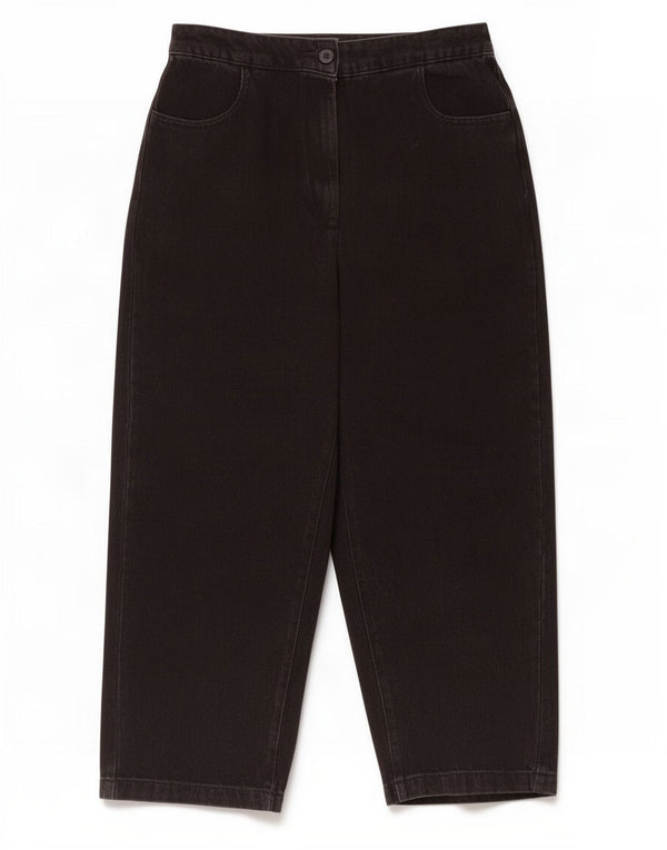 Zara Damen Crop Tapered Jeans Small W26 L24 Schwarze Baumwolle