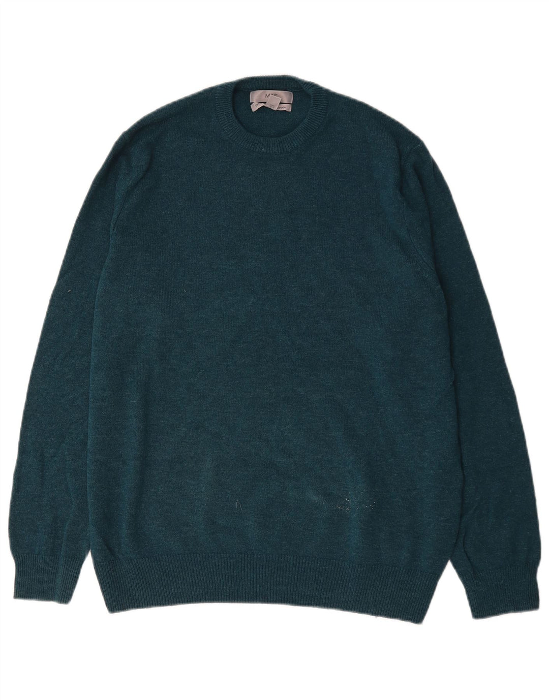 Marks & Spencer Herren-Pullover mit Rundhalsausschnitt, XL, grüne Lammwolle