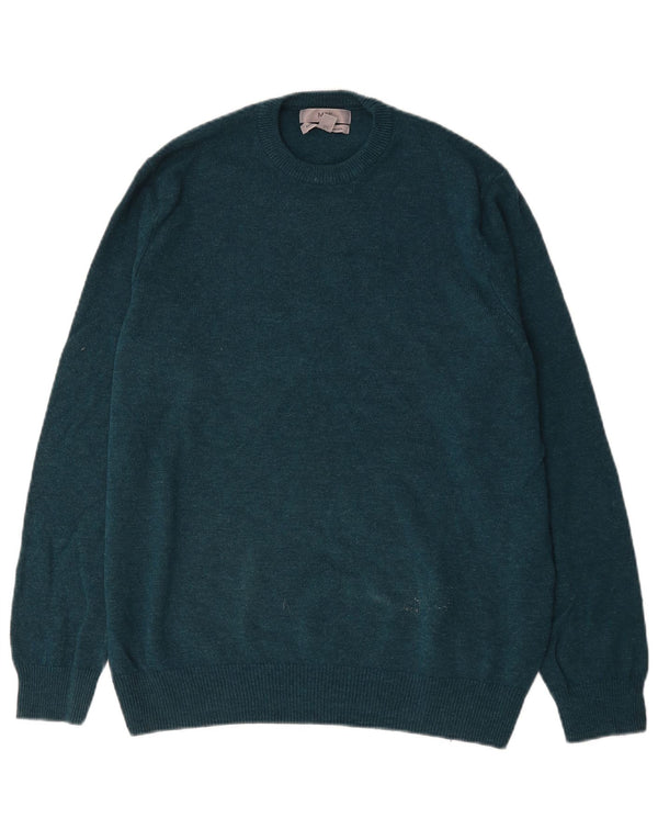 Marks & Spencer Herren-Pullover mit Rundhalsausschnitt, XL, grüne Lammwolle