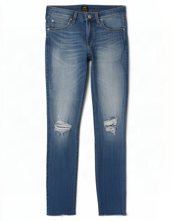 Lee Damen Scarlett Distressed Skinny Jeans W28 L29 Blaue Baumwolle