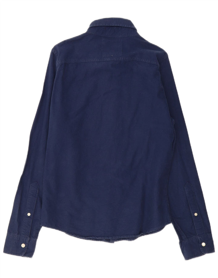 HOLLISTER Herrenhemd, klein, marineblau, Baumwolle