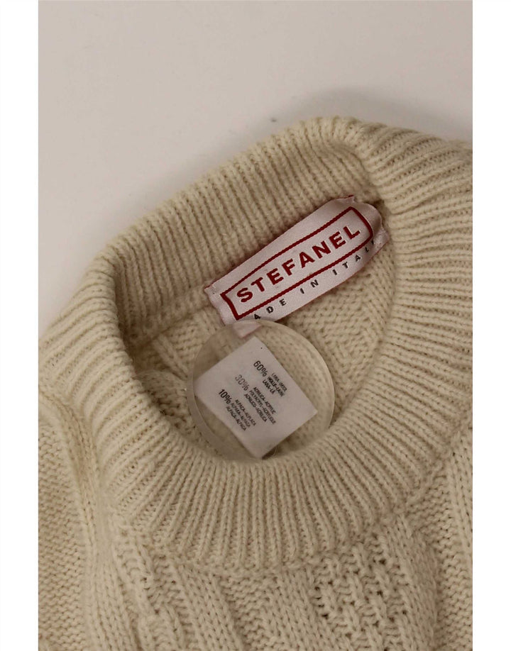 Stefanel Herren-Pullover mit Rundhalsausschnitt, mittelbeige Wolle