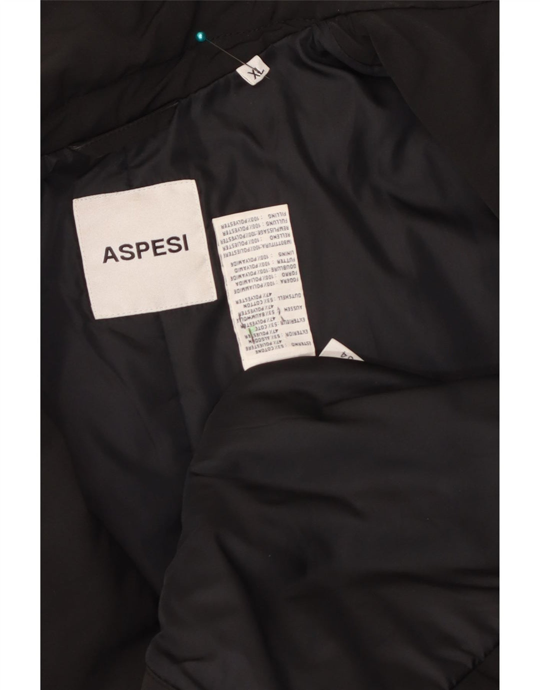 Aspesi Damenmantel UK 18 XL Schwarz Baumwolle