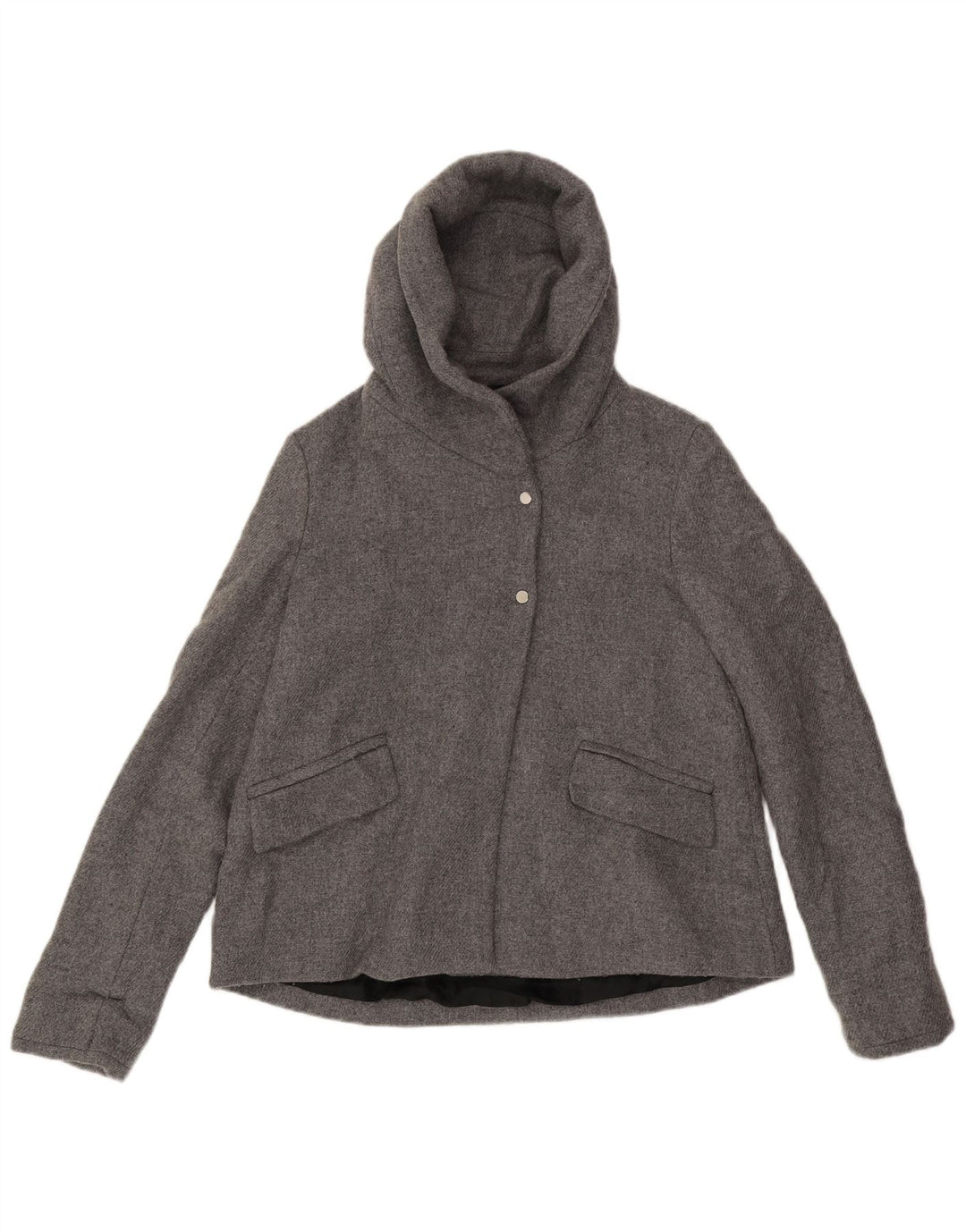 Zara Damen-Bomberjacke mit Kapuze, UK 10, kleine graue Wolle