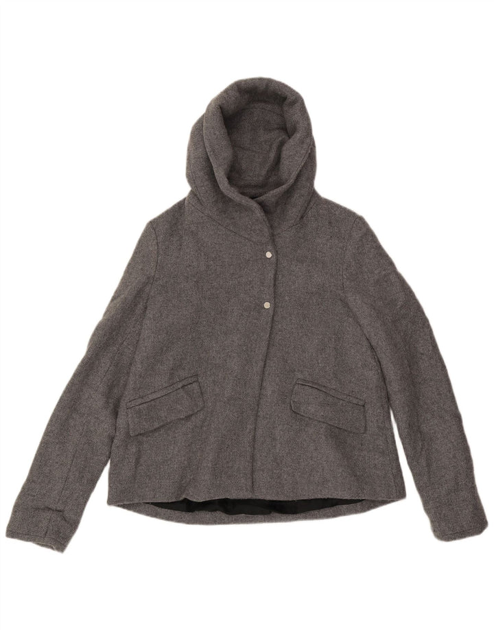 Zara Damen-Bomberjacke mit Kapuze, UK 10, kleine graue Wolle