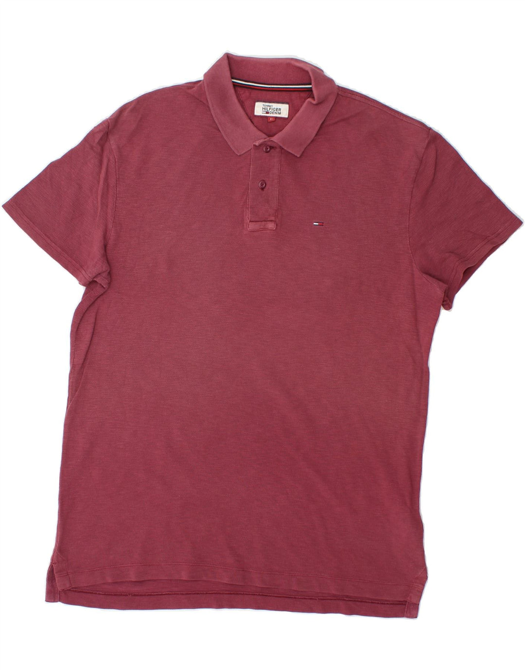 TOMMY HILFIGER Mens Polo Shirt Medium Burgundy Cotton Vintage Tommy Hilfiger and Second-Hand Tommy Hilfiger from Messina Hembry 