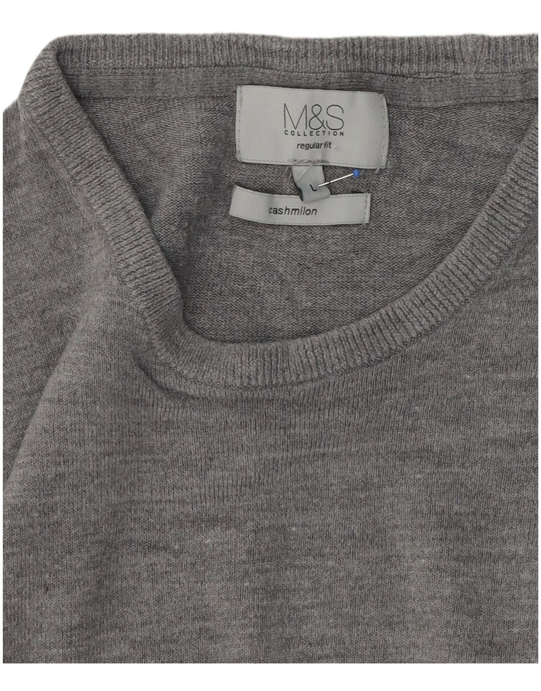 Marks & Spencer Herren-Pullover, reguläre Passform, Rundhalsausschnitt, Größe L, Grau