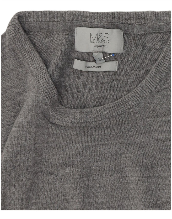 Marks & Spencer Herren-Pullover, reguläre Passform, Rundhalsausschnitt, Größe L, Grau