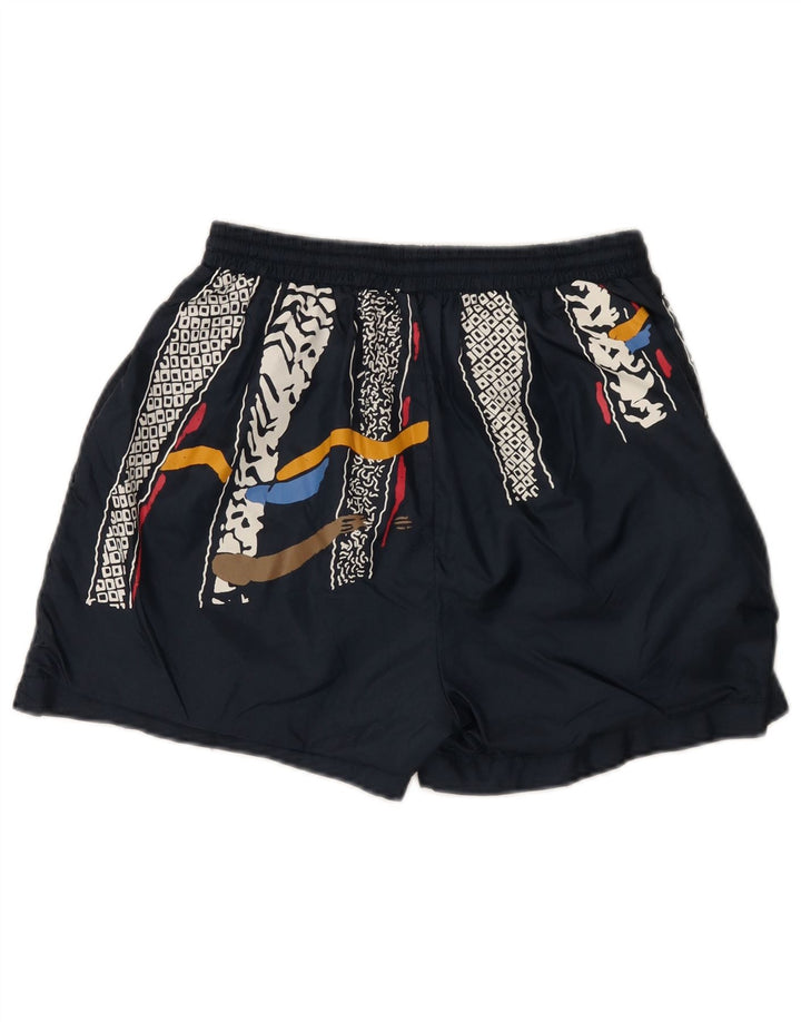 Vintage Jungen Sportshorts mit abstraktem Muster, 11–12 Jahre, groß, Marineblau