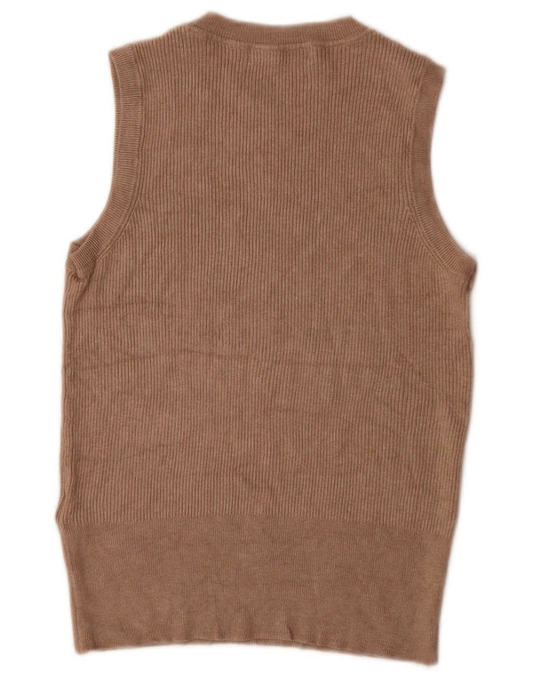 Marks & Spencer Damen Weste Tank Top UK 16 Large Braune Viskose
