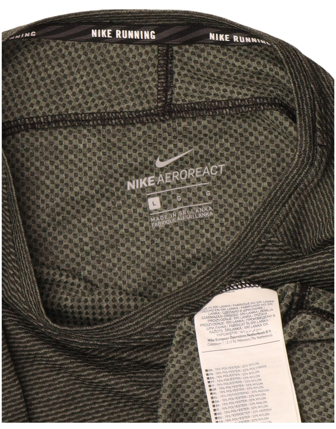 Nike Damen Top Langarm UK 16 Large Khaki Pinstripe Polyester