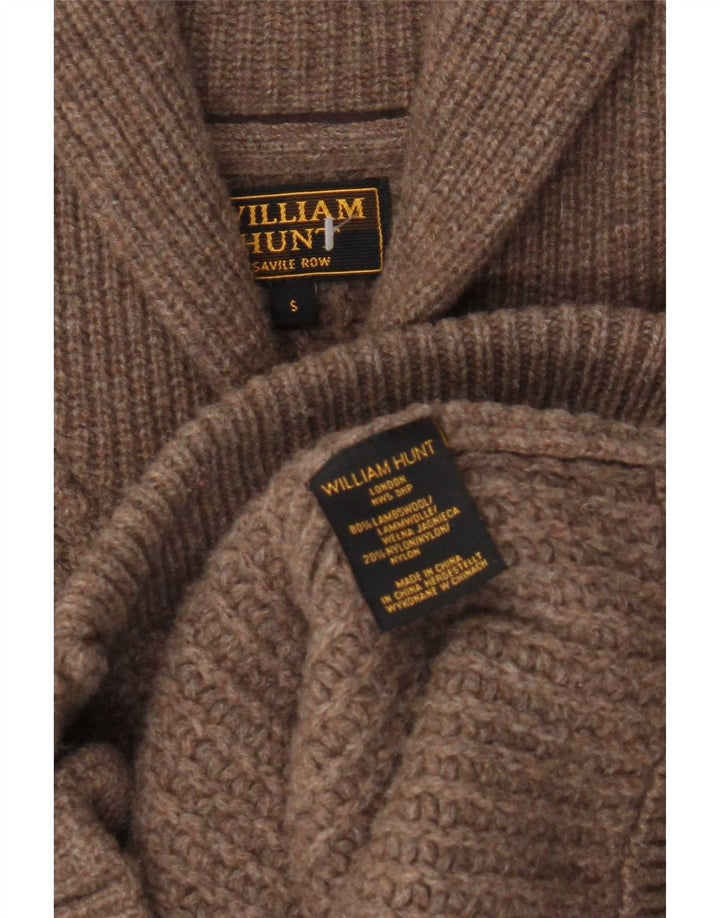 William Hunt Herren-Strickjacke, kleine braune Lammwolle