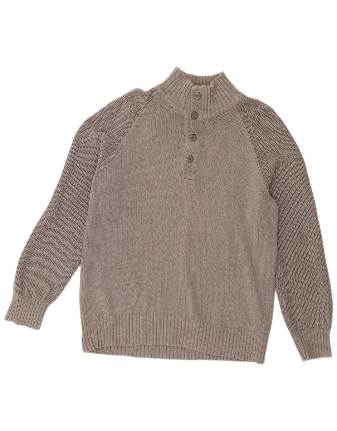 Marks & Spencer Herren Blauer Harbour-Pullover mit Knopfkragen, Größe L, Grau