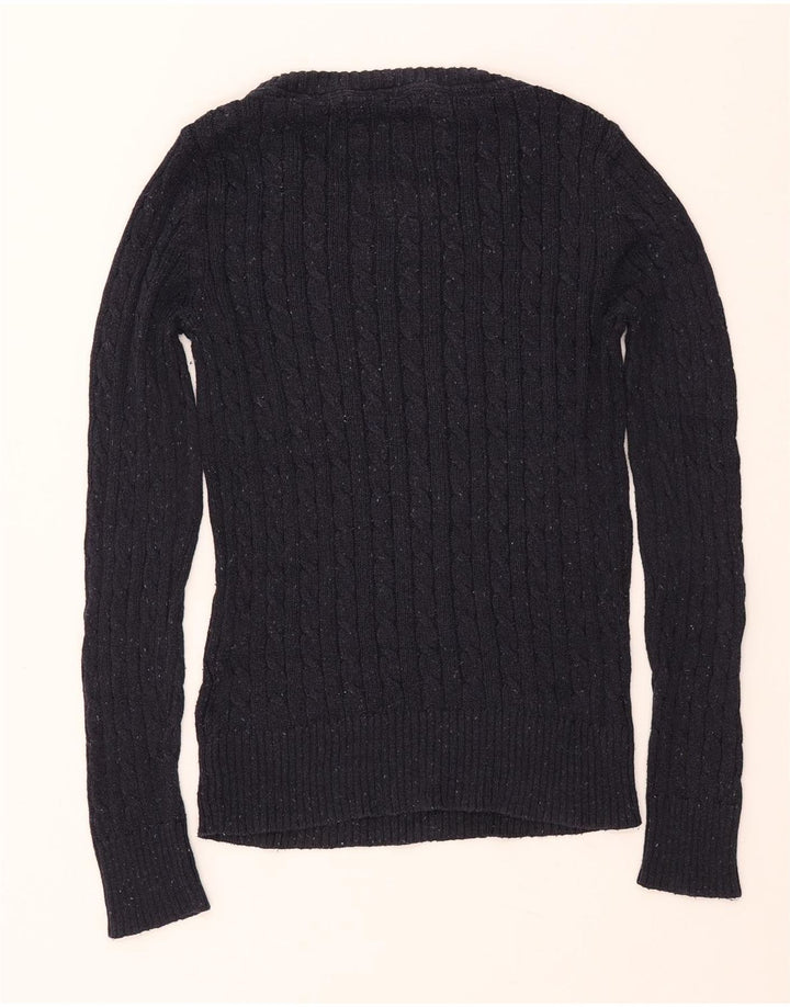 SUPERDRY Damen-Pullover mit U-Boot-Ausschnitt, UK 12, mittelmarineblaue Baumwolle