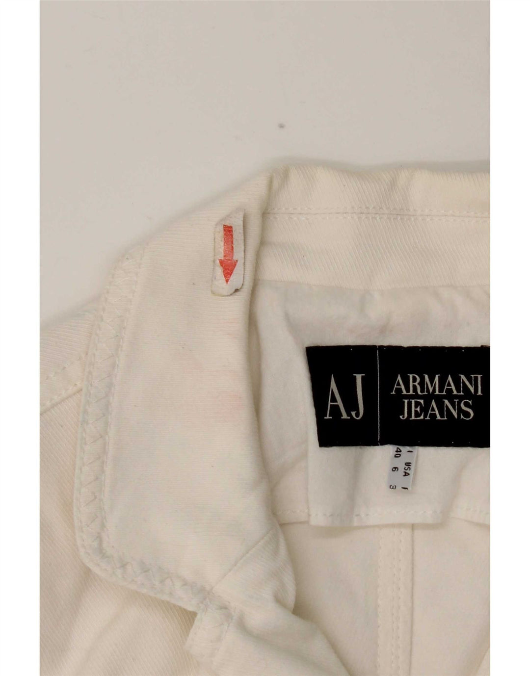 Armani Jeans Damen 3-Knopf-Blazerjacke UK 10 Small Weiße Baumwolle