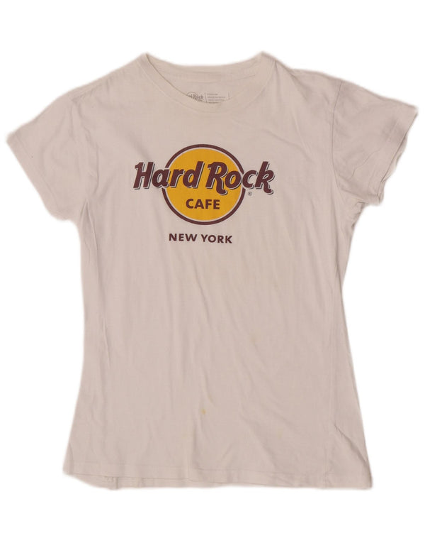 Hard Rock Cafe Damen New York Graphic T-Shirt Top UK 12 Medium Weiß