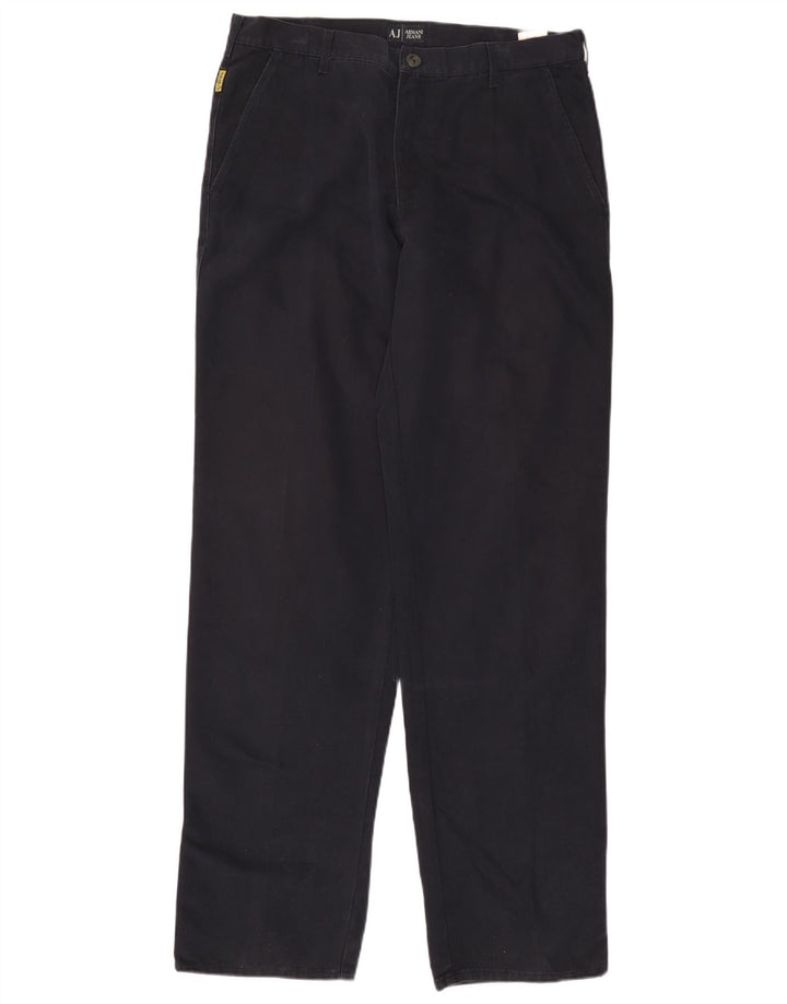 ARMANI Herren gerade Chinohose EU 52 XL W36 L36 Marineblau Baumwolle