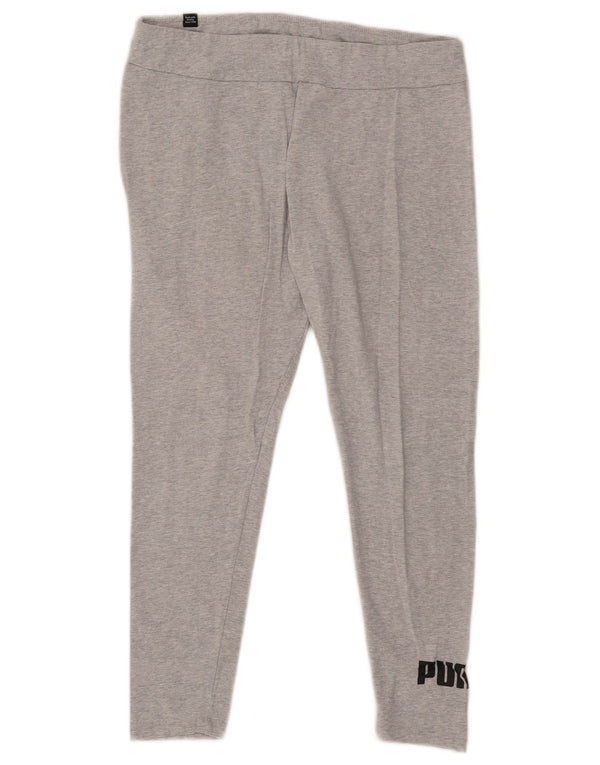 Puma Womens Graphic Leggings UK 14 Large Grau meliert