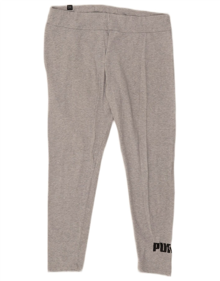 Puma Womens Graphic Leggings UK 14 Large Grau meliert