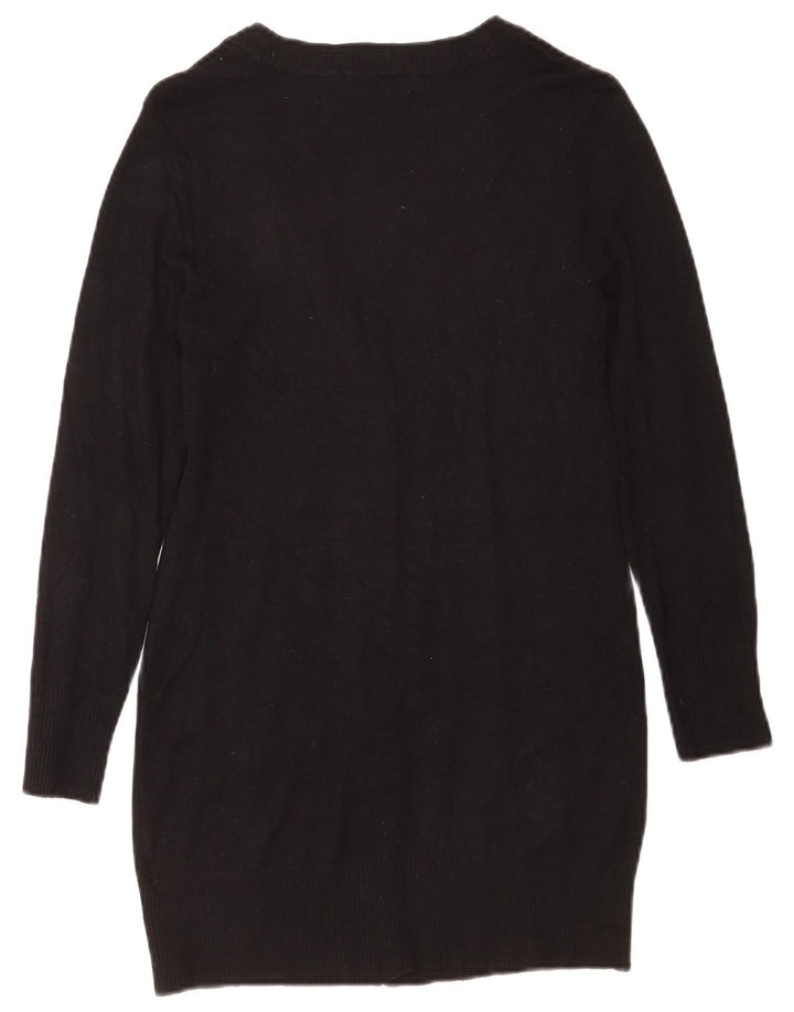 Marks & Spencer Damen Longline-Cardigan-Pullover UK 10 Small Schwarze Viskose
