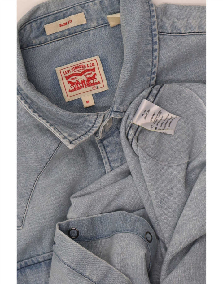Levi's Herren Slim-Fit-Jeanshemd aus mittelblauer Baumwolle