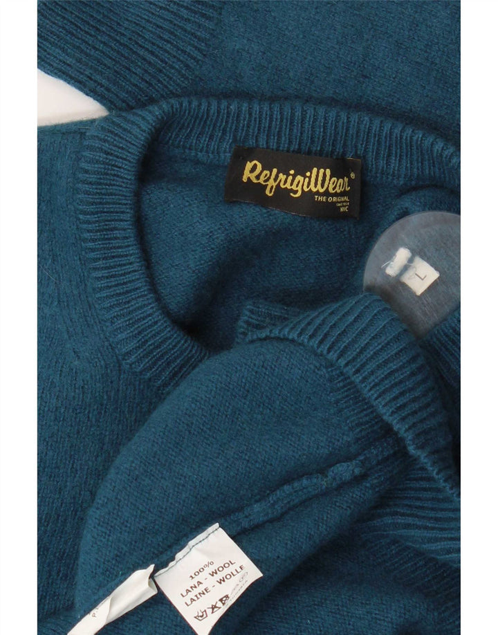 Refrigiwear Herren-Pullover mit Rundhalsausschnitt, groß, blaue Wolle