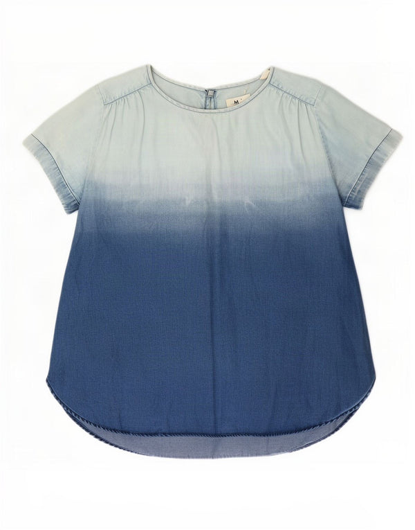 M.I.H Jeans Damen Denim-Blusenoberteil UK 10 Small Blue Colourblock Tencel