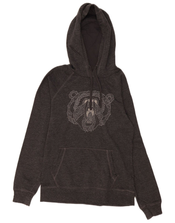 The North Face Womens Graphic Hoodie Pullover UK 14 Mittelgraue Baumwolle