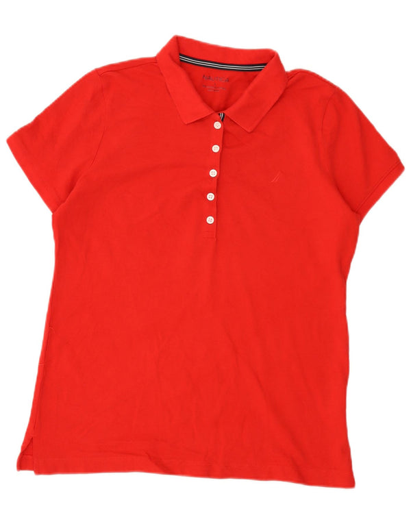 Nautica Damen Poloshirt UK 14 Große rote Baumwolle