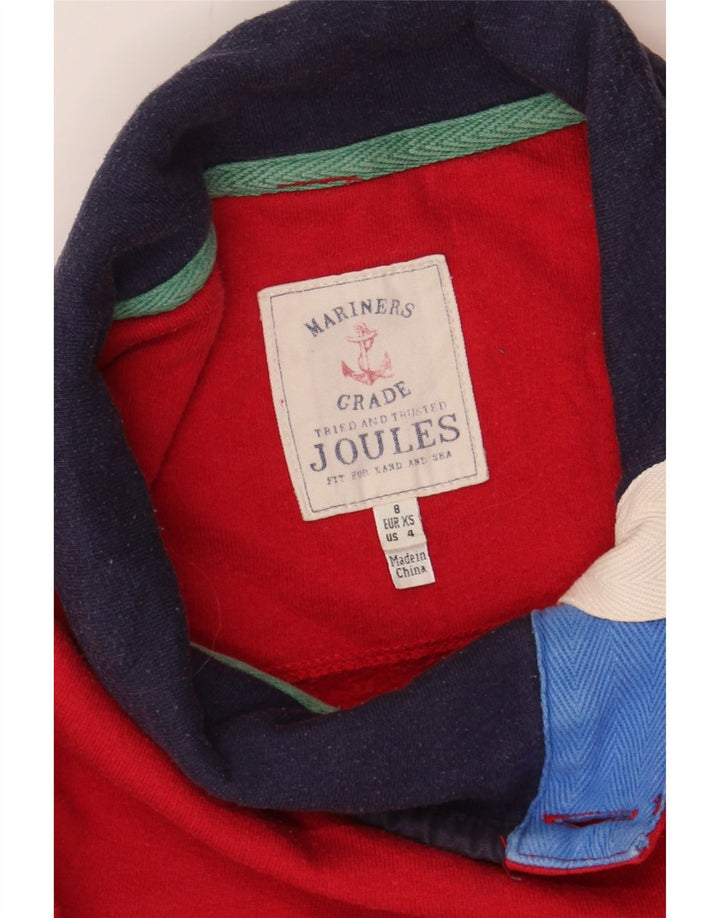 JOULES Womens Button Neck Sweatshirt Jumper UK 8 Small Red Striped Cotton Vintage Joules and Second-Hand Joules from Messina Hembry 