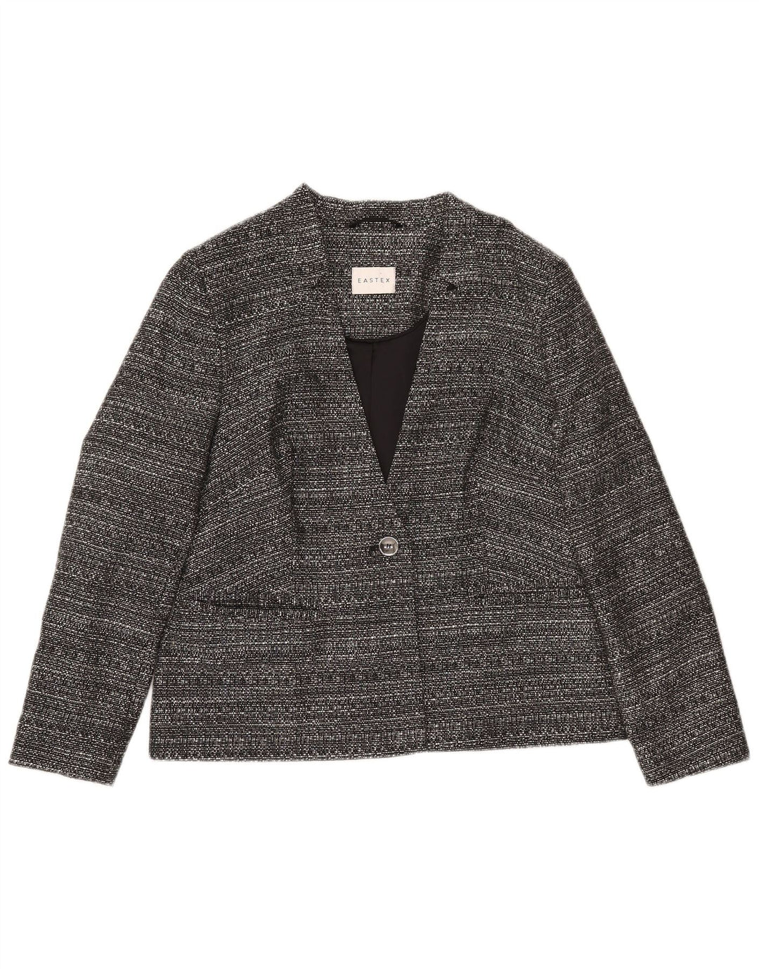 Eastex Damen-Blazerjacke mit 1 Knopf, UK 12, Mittelgrau geflecktes Polyester