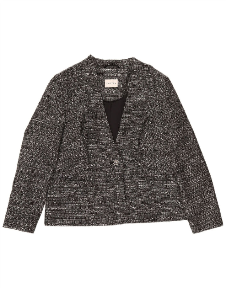 Eastex Damen-Blazerjacke mit 1 Knopf, UK 12, Mittelgrau geflecktes Polyester