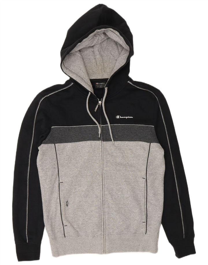 Champion Herren-Kapuzenpullover mit Reißverschluss, klein, Grau, Farbblock