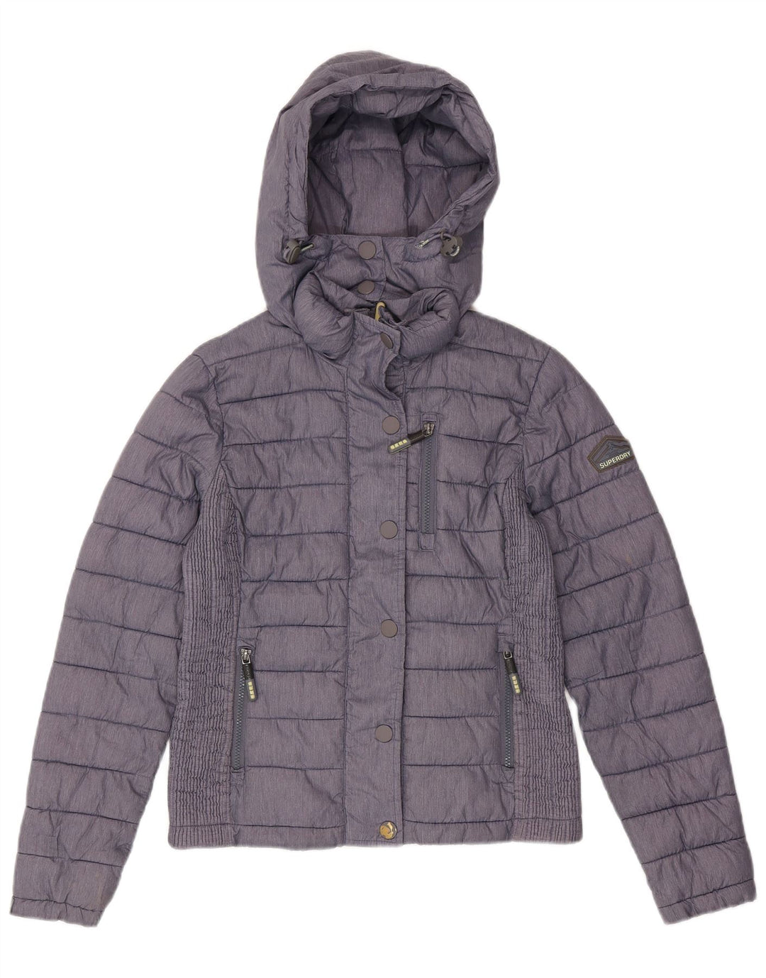 SUPERDRY Wattierte Damenjacke mit Kapuze UK 12 Medium Marineblau Polyester