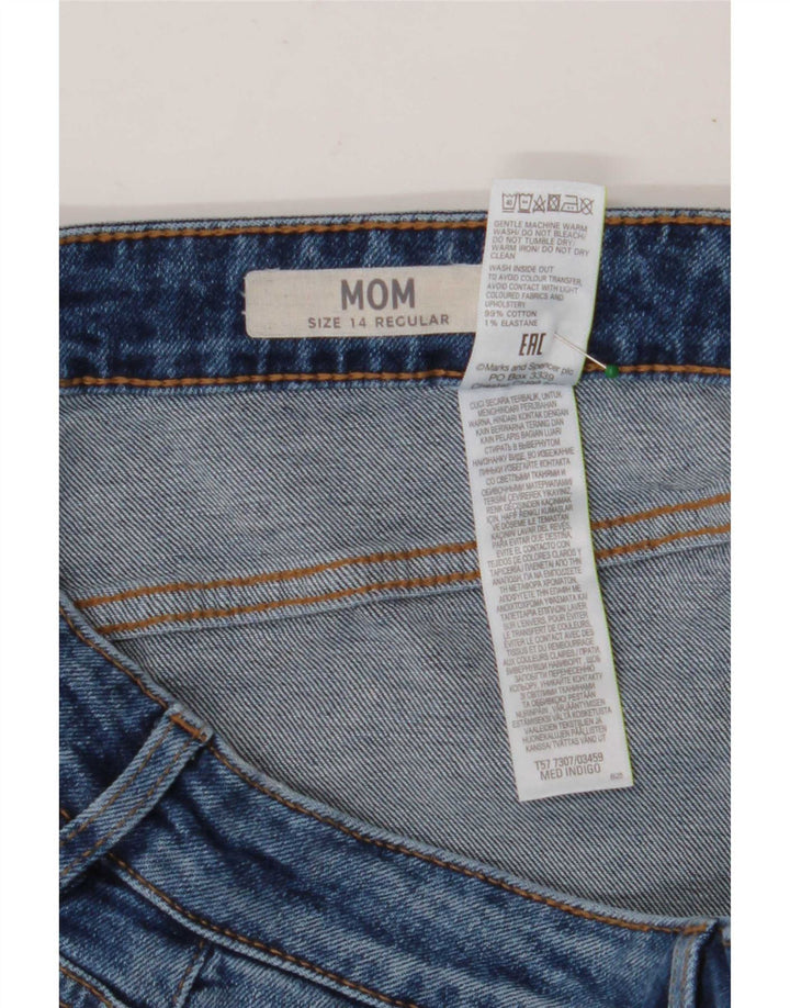 Marks & Spencer Damen Mom Regular Tapered Jeans UK 14 Medium W30 L28 Blau
