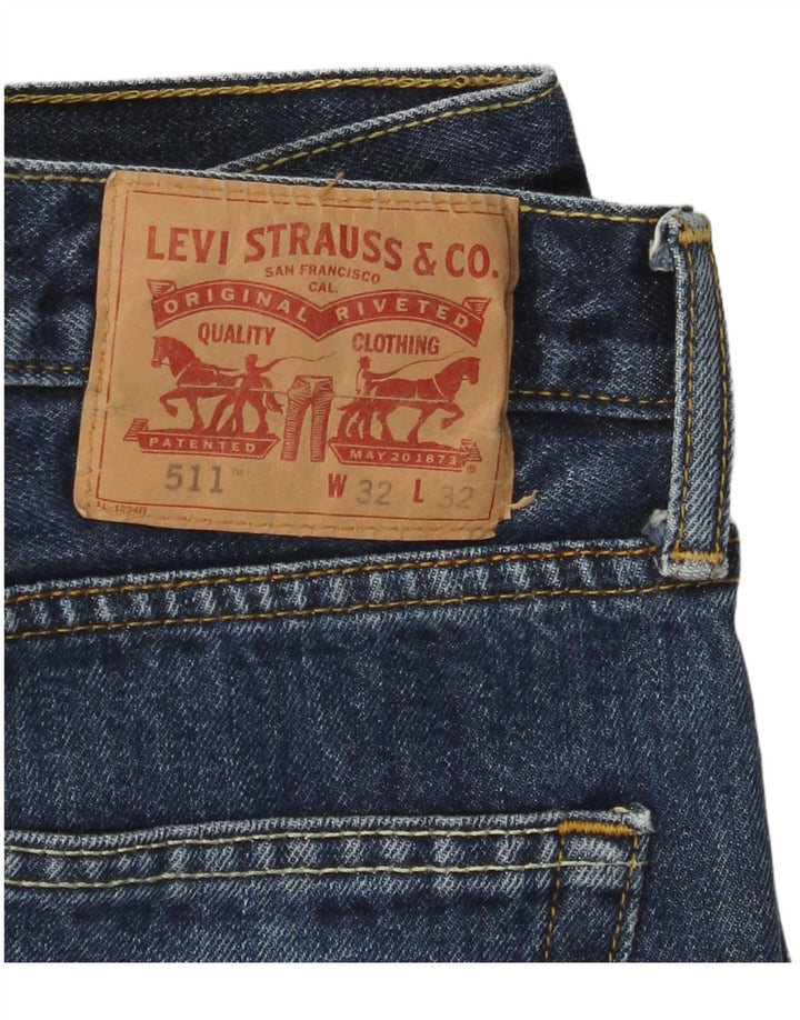 LEVI'S Herren 511 Distressed Slim Jeans W32 L29 Blaue Baumwolle