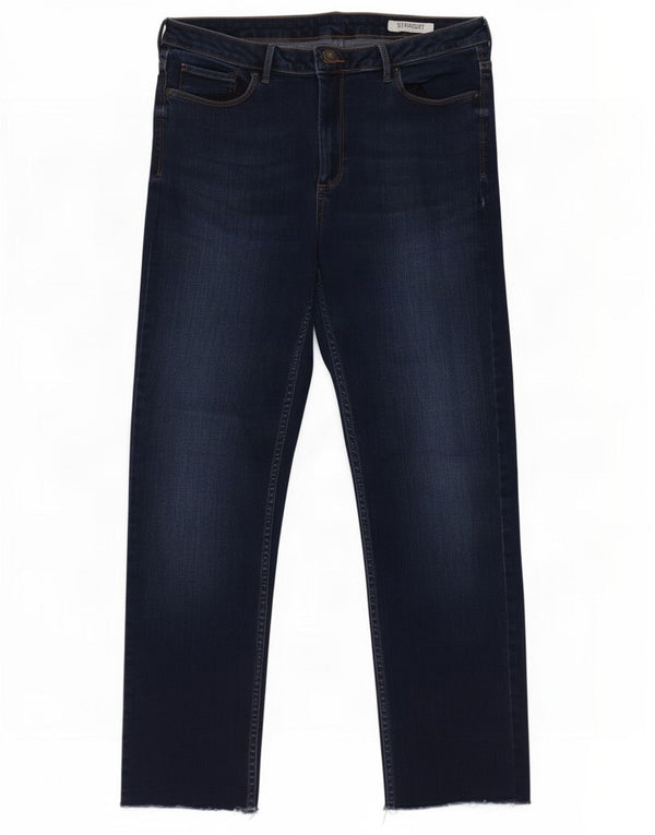 Marks & Spencer Damen Crop Straight Jeans UK 14 Large W32 L26 Marineblau