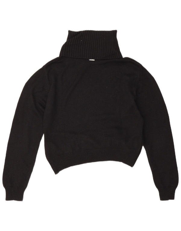 Guess Damen Crop Rollkragenpullover Pullover UK 14 Mittelschwarze Baumwolle