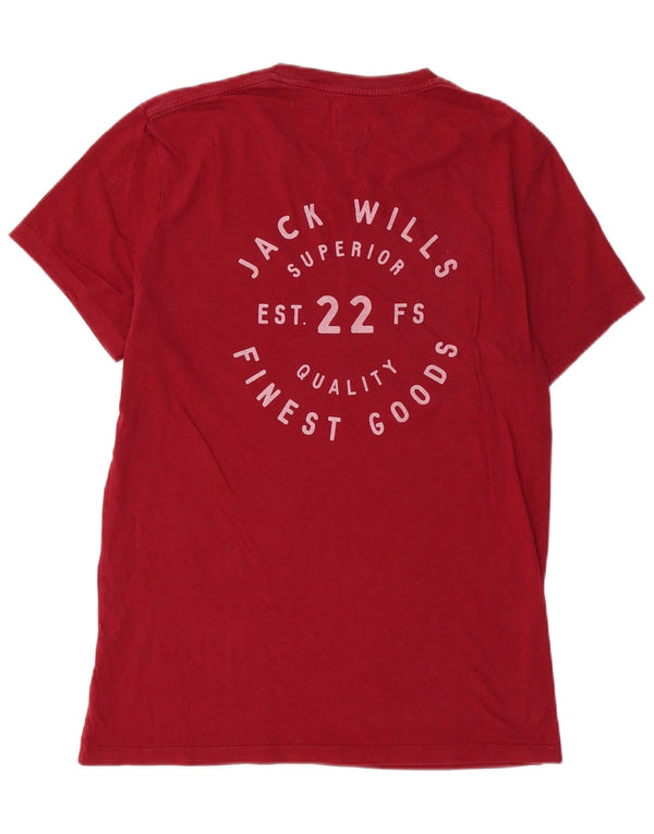 Jack Wills Herren-T-Shirt mit Grafik, Größe S, aus roter Baumwolle