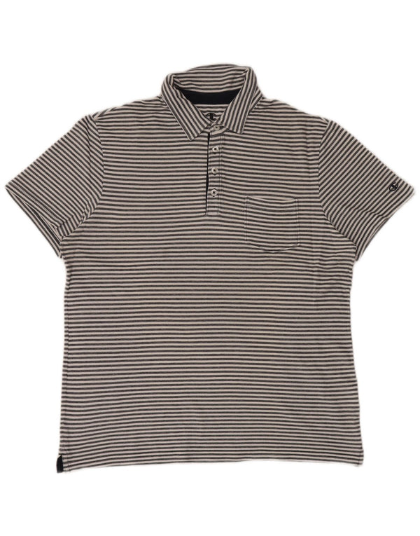 Champion Damen Poloshirt UK 18 XL grau gestreift aus Baumwolle