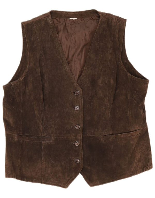Vintage Damen Wildlederweste UK 18 XL Braunes Leder