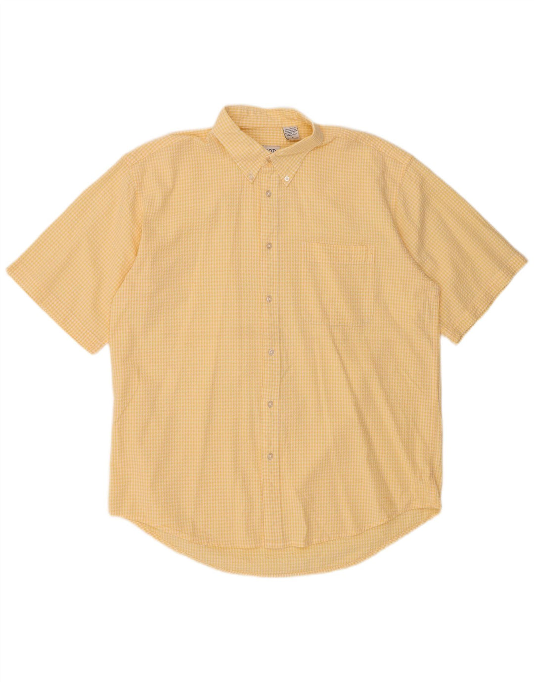 IZOD Herren-Kurzarmhemd, groß, gelbe Gingham-Baumwolle