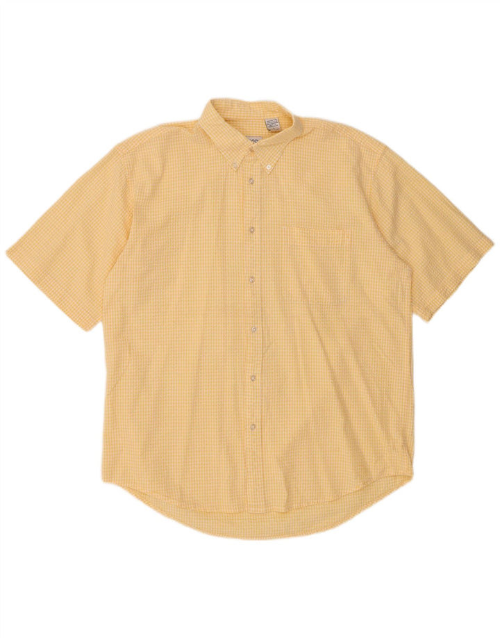 IZOD Herren-Kurzarmhemd, groß, gelbe Gingham-Baumwolle